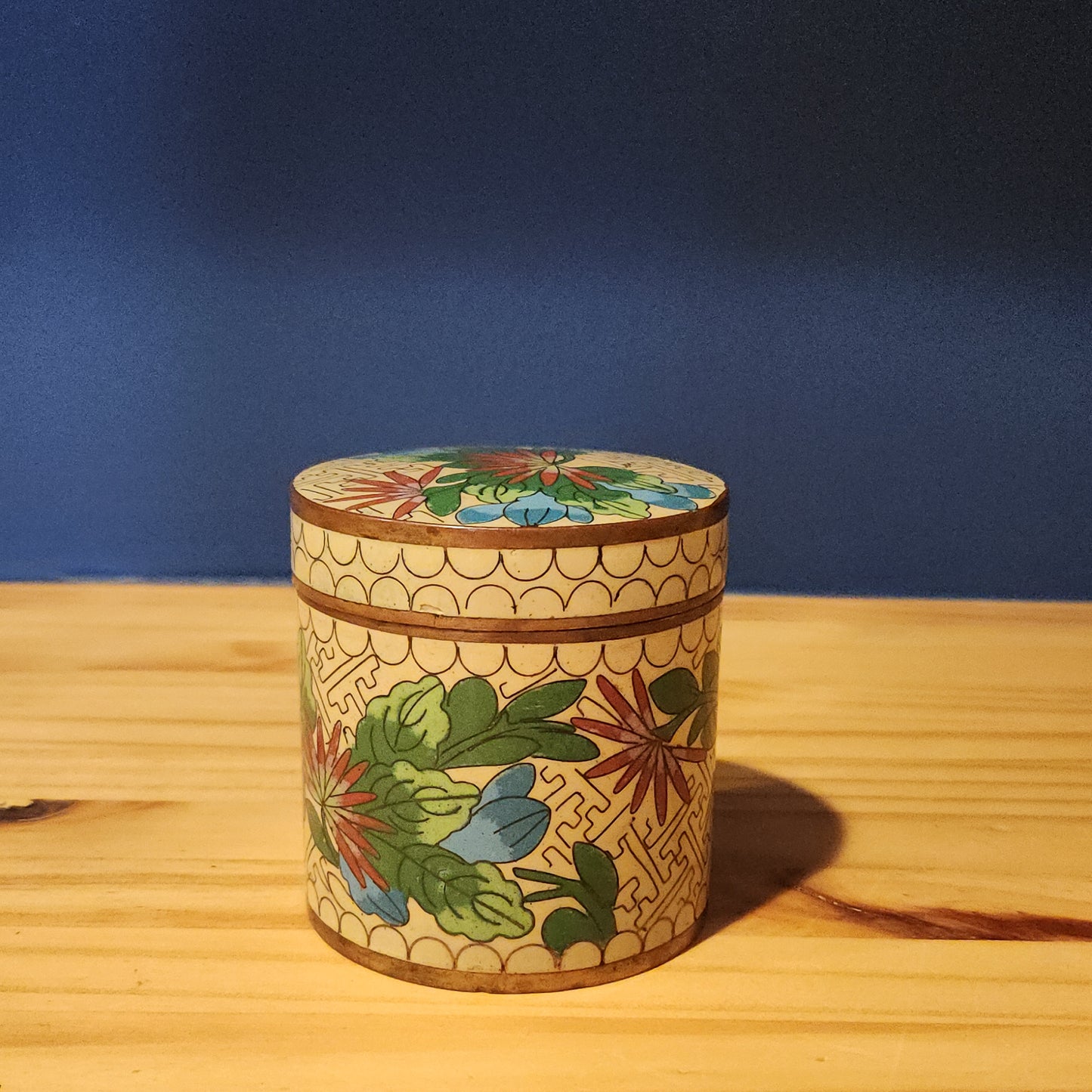 Cloisonne Floral Tin, 4"
