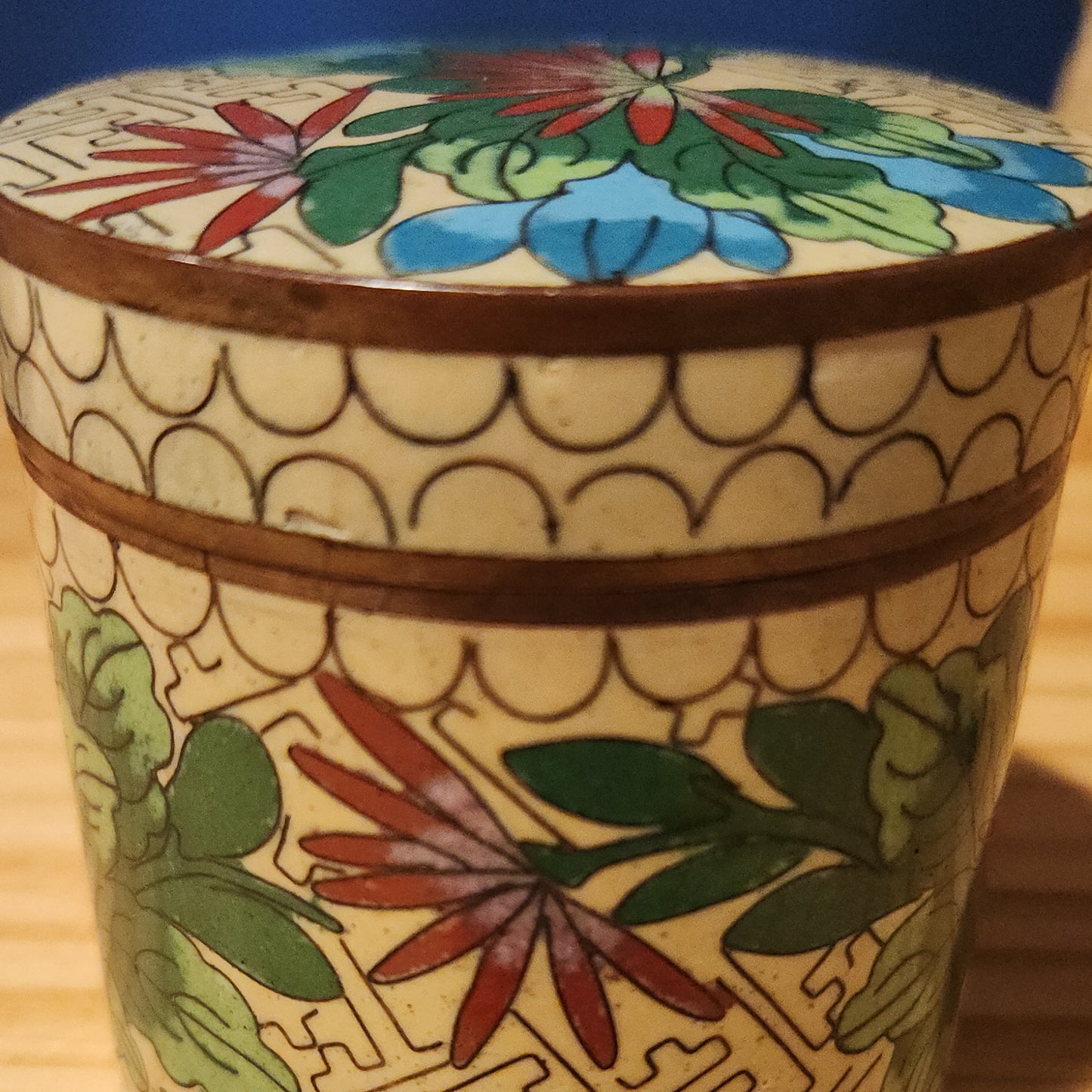 Cloisonne Floral Tin, 4"