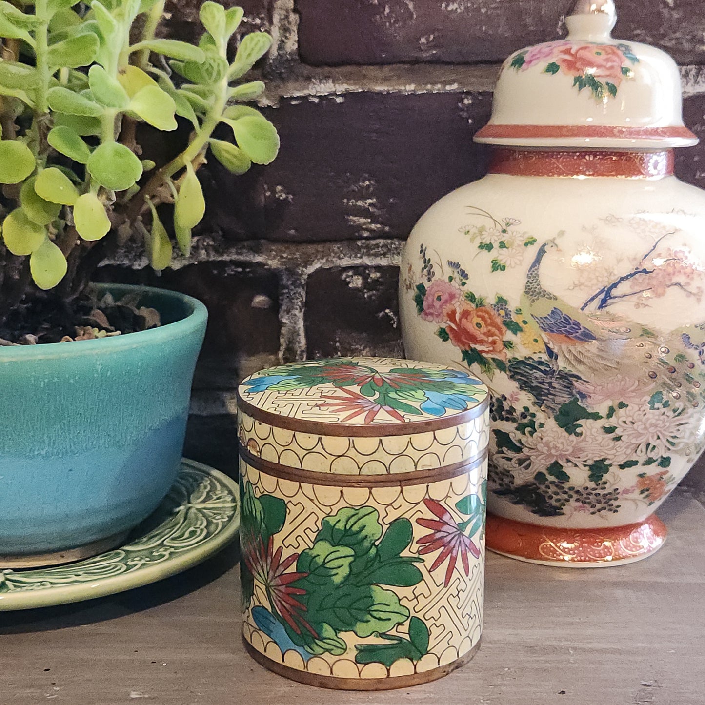 Cloisonne Floral Tin, 4"