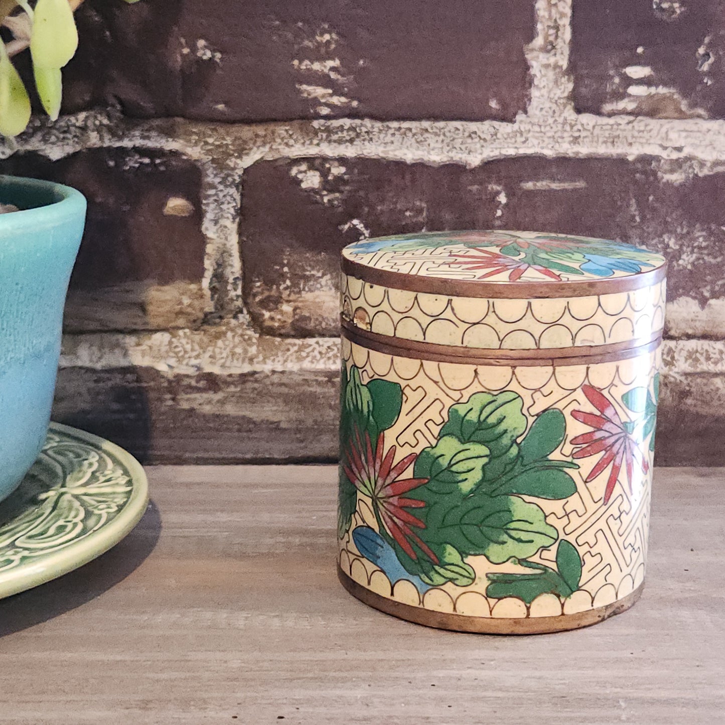 Cloisonne Floral Tin, 4"