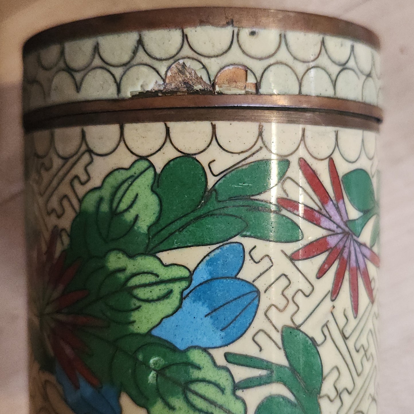 Cloisonne Floral Tin, 4"