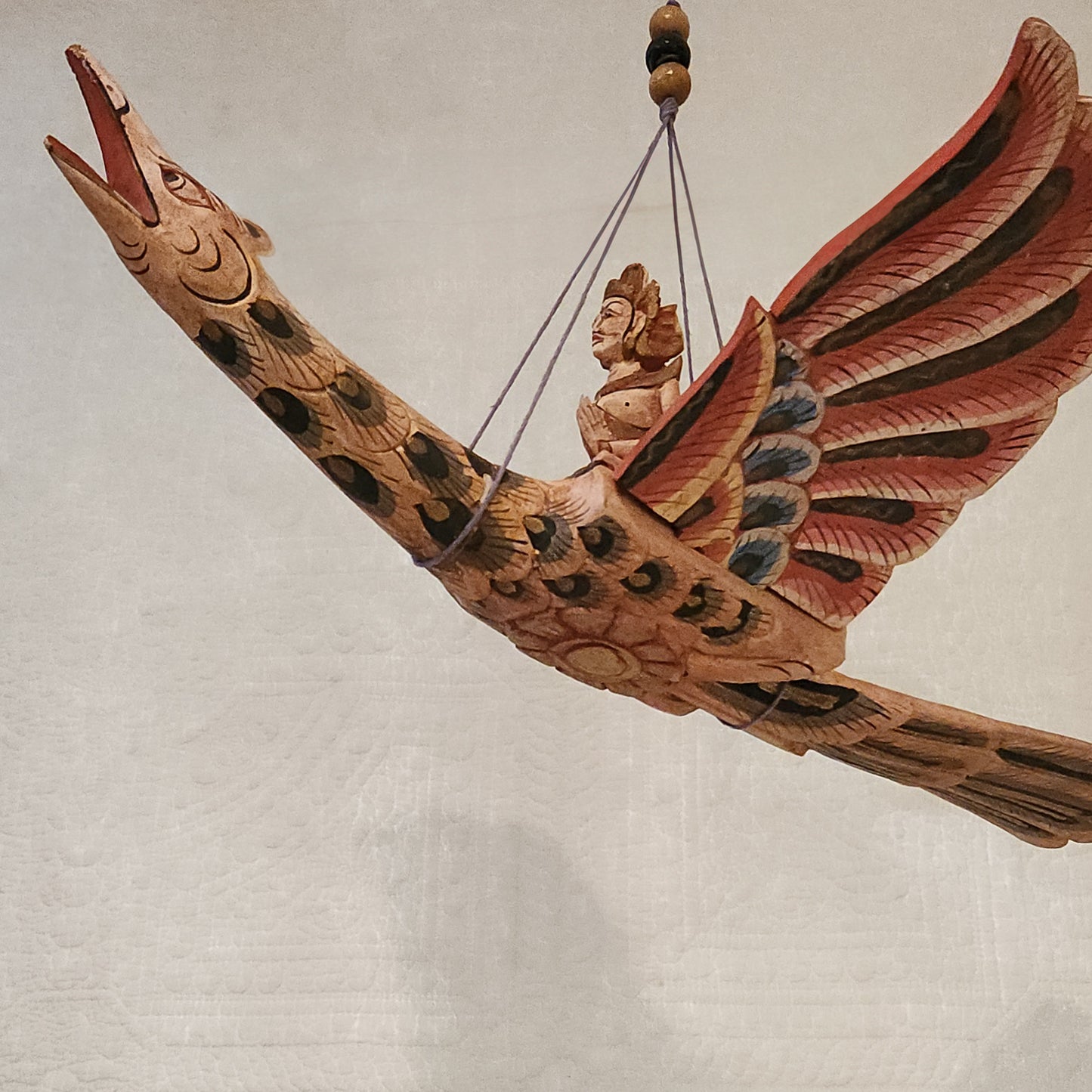 Burmese Hintha Bird w/ Seated Wooden Figure