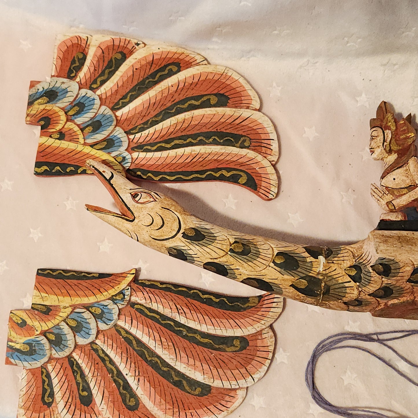 Burmese Hintha Bird w/ Seated Wooden Figure