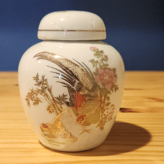 Pheasant Lidded Jar, 4.5"