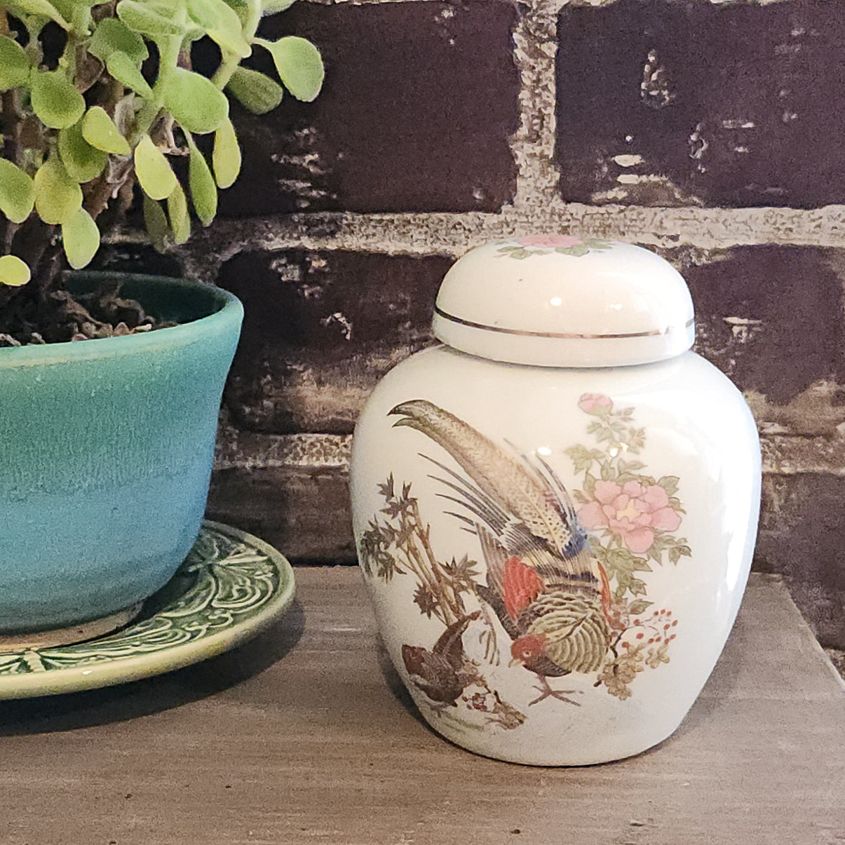 Pheasant Lidded Jar, 4.5"