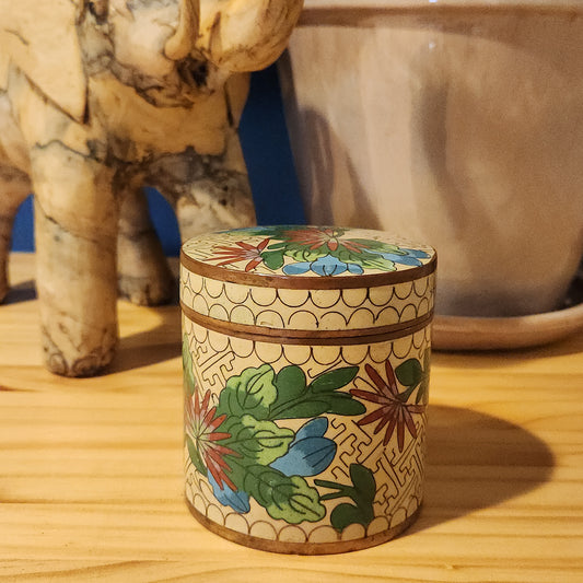 Cloisonne Floral Tin, 4"