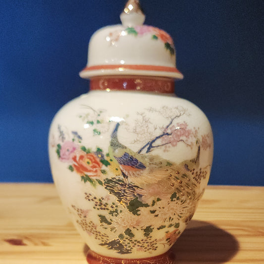 Peacock Satsuma Jar, 8"