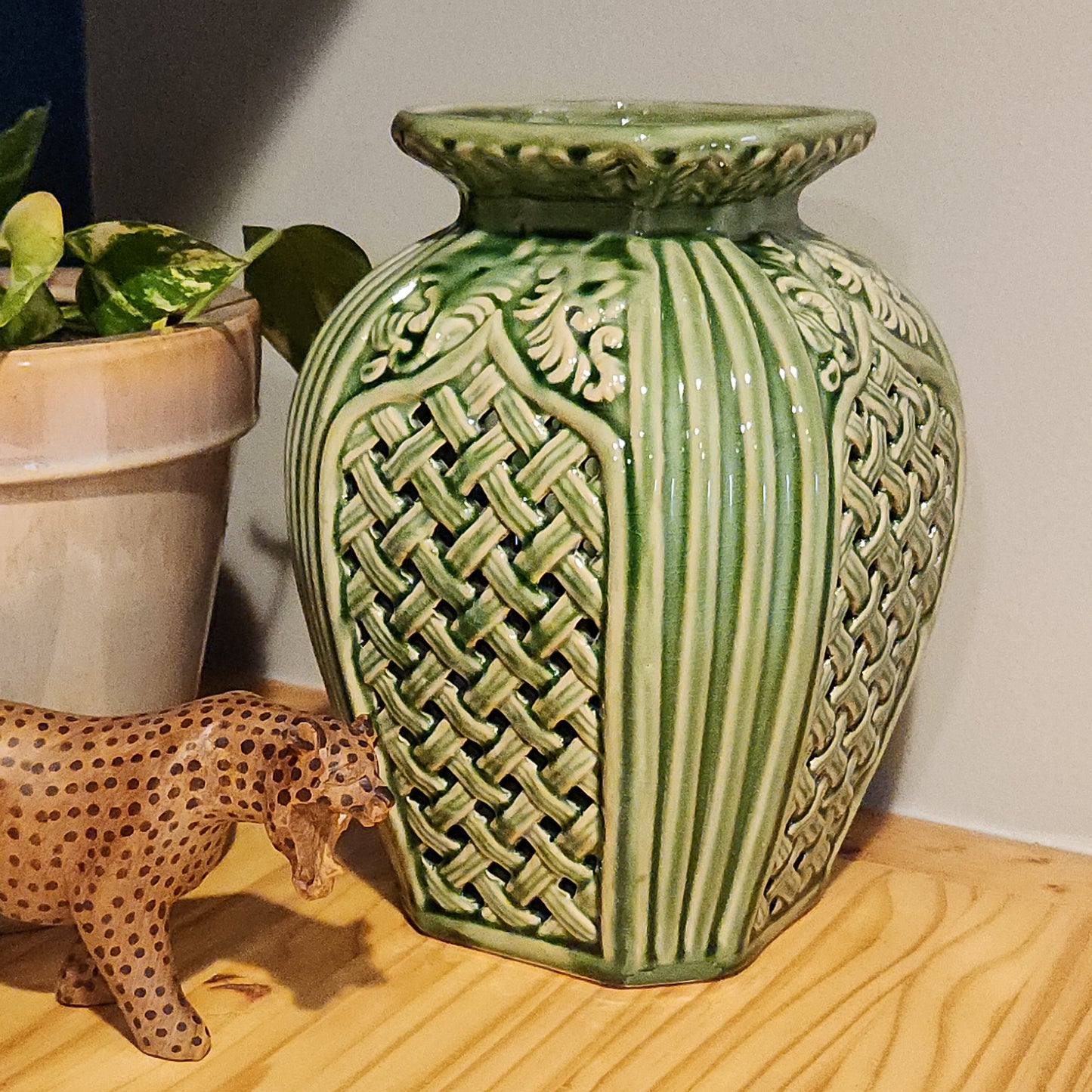 Green Glazed Ceramic Vase