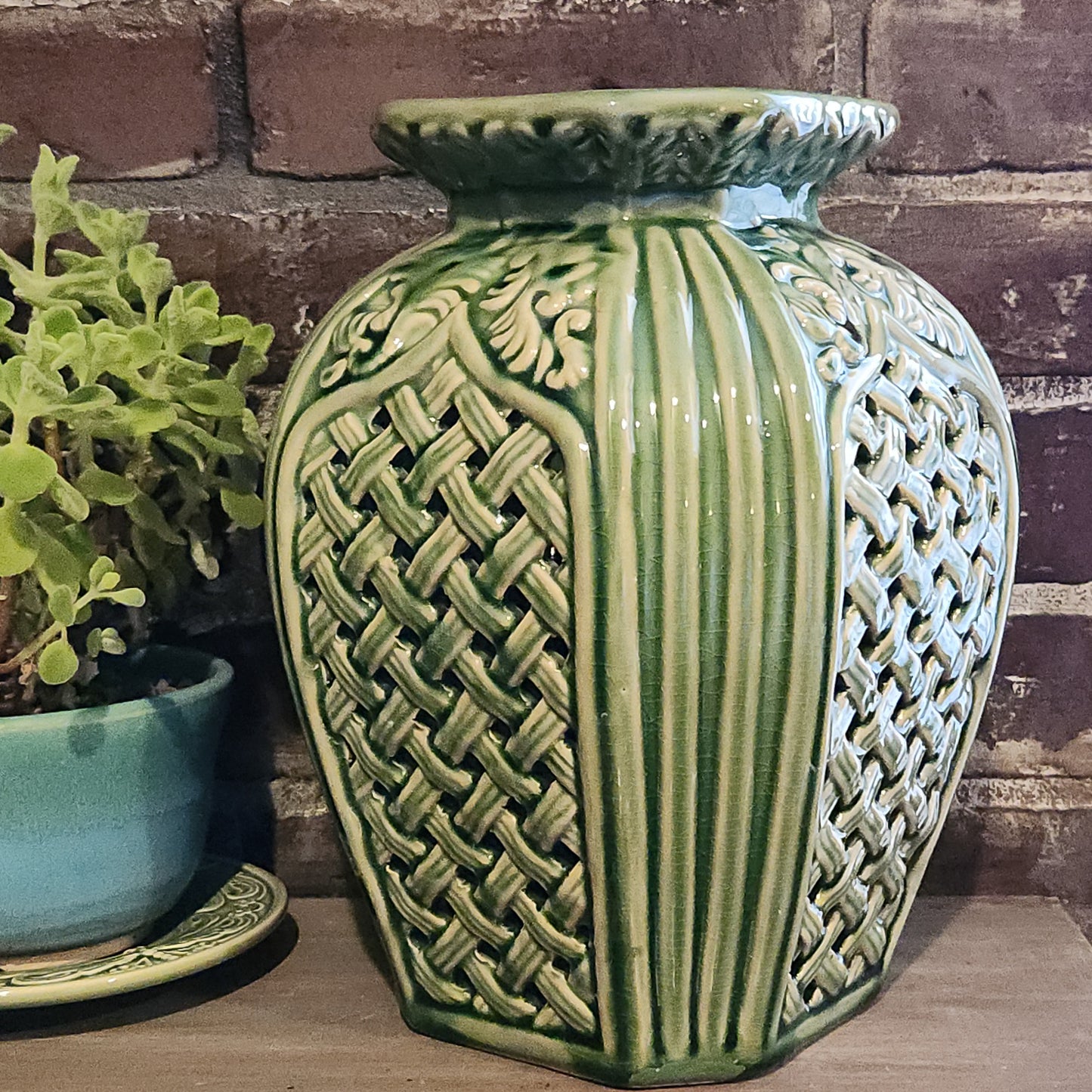 Green Glazed Ceramic Vase