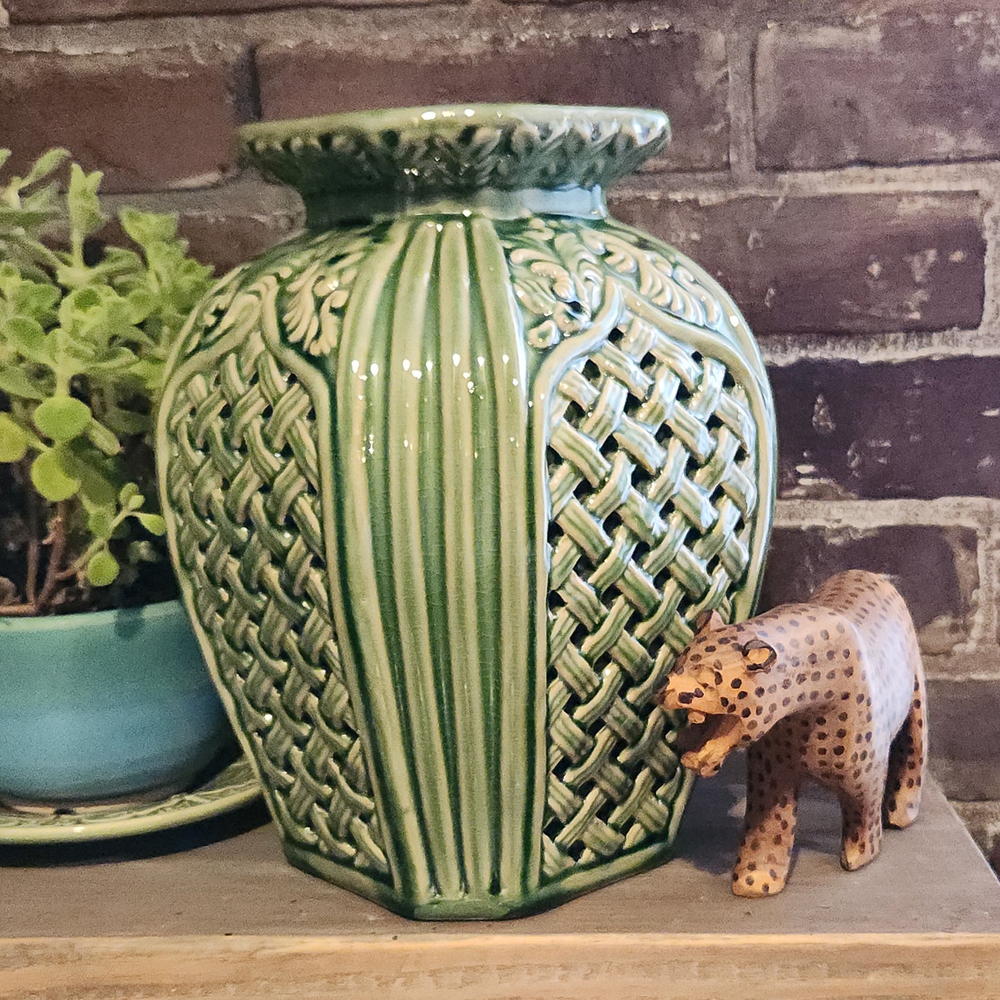 Green Glazed Ceramic Vase