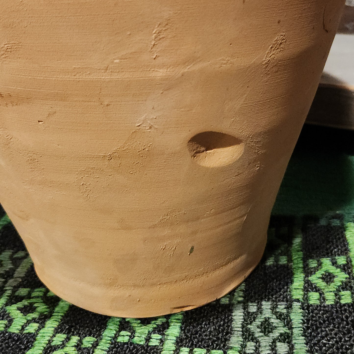 Terracotta Olive Jar with Dark Green Drip Glaze