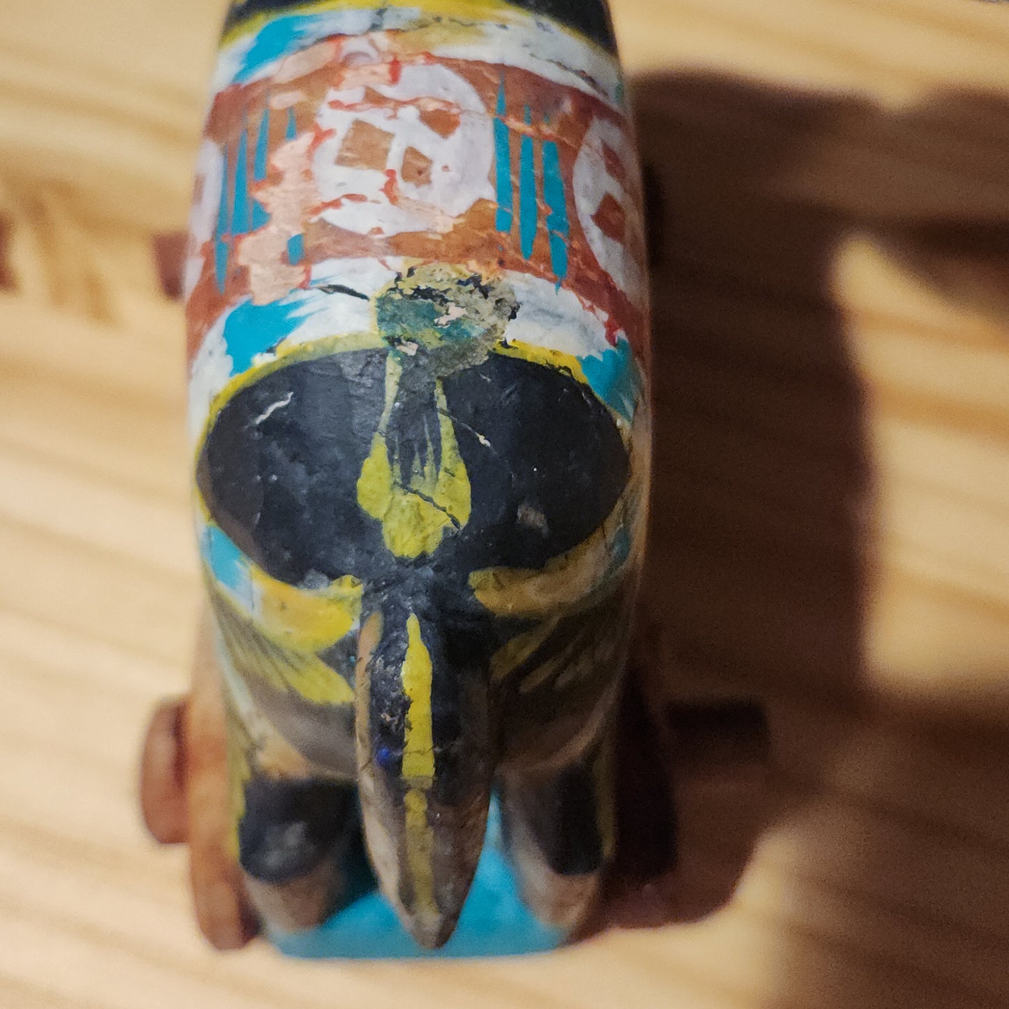 Colorful Polychrome Wooden Rolling Elephant