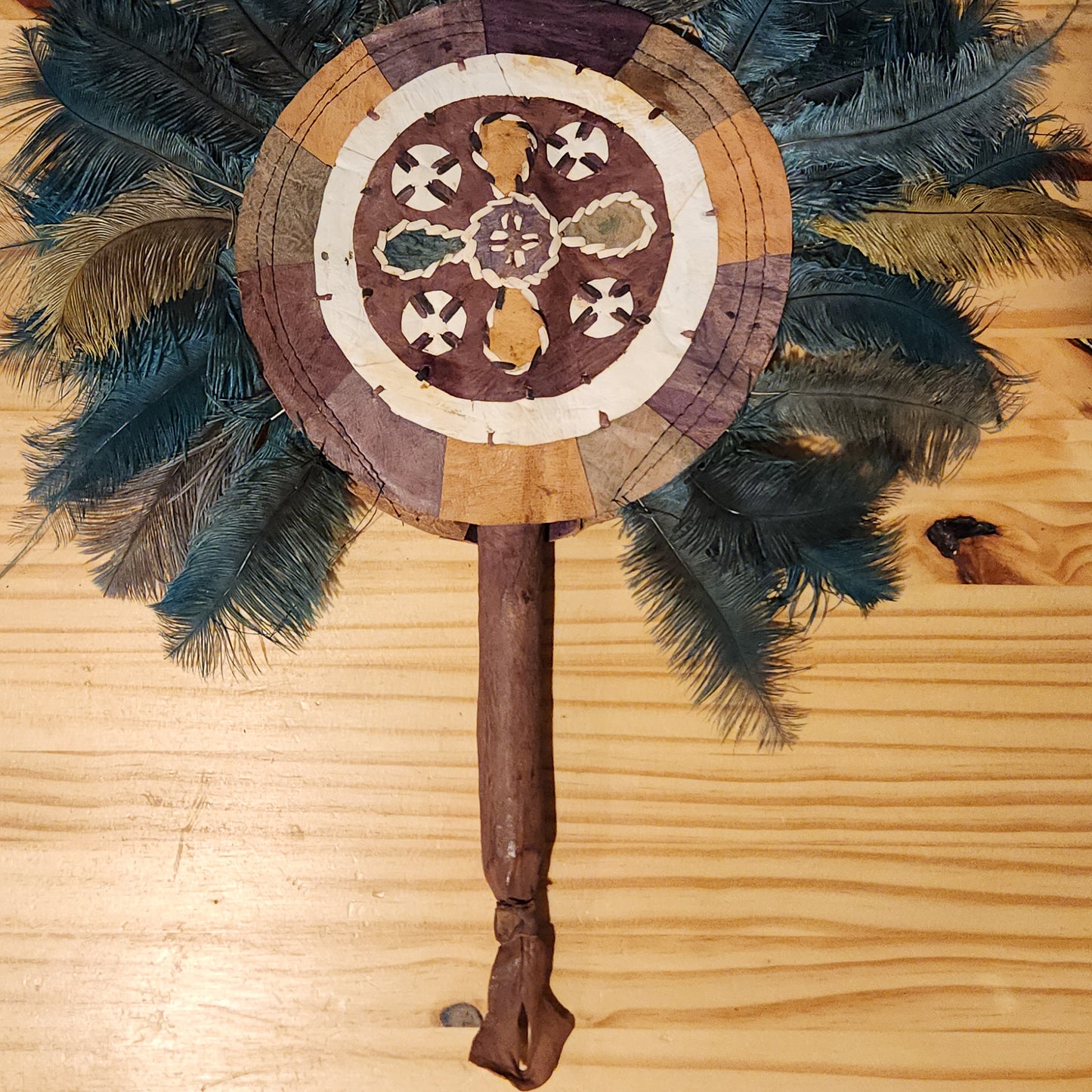 Leather and Feather Hand Fan