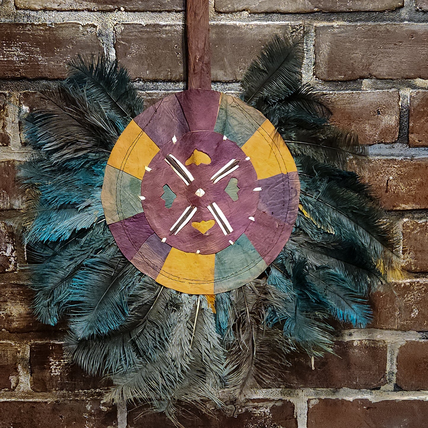 Leather and Feather Hand Fan