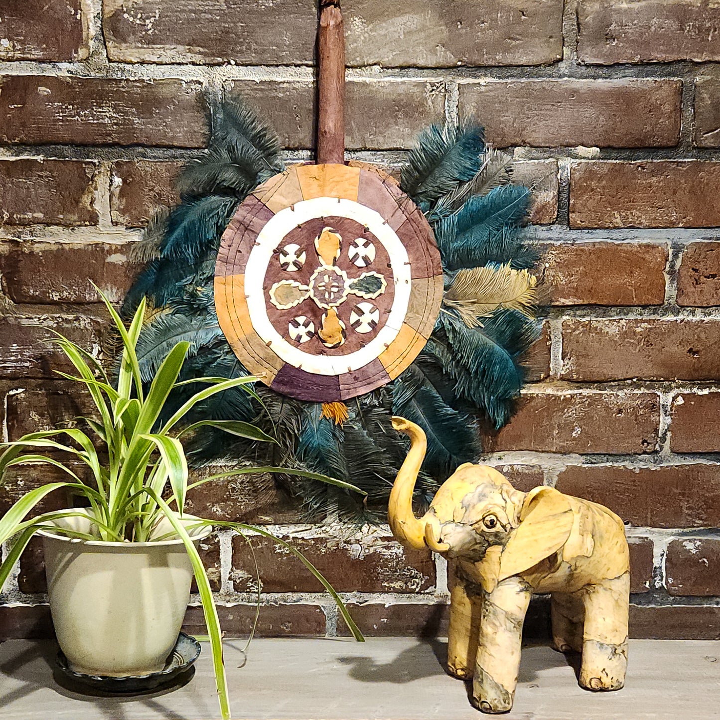 Leather and Feather Hand Fan