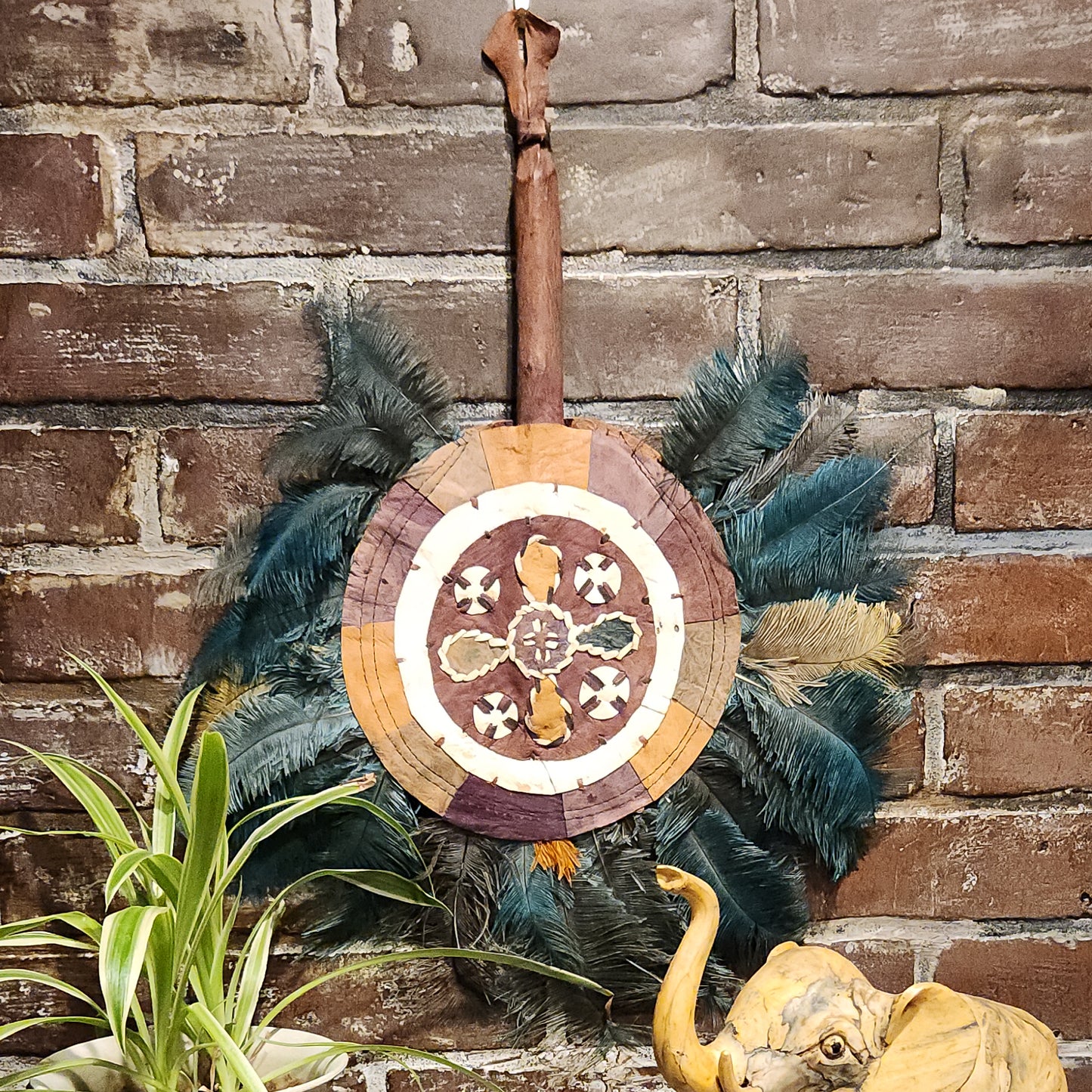 Leather and Feather Hand Fan