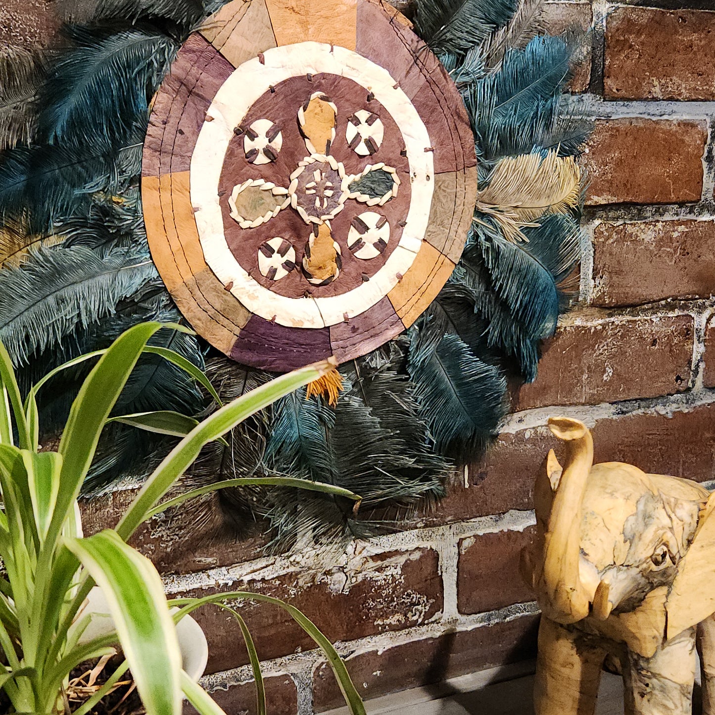 Leather and Feather Hand Fan