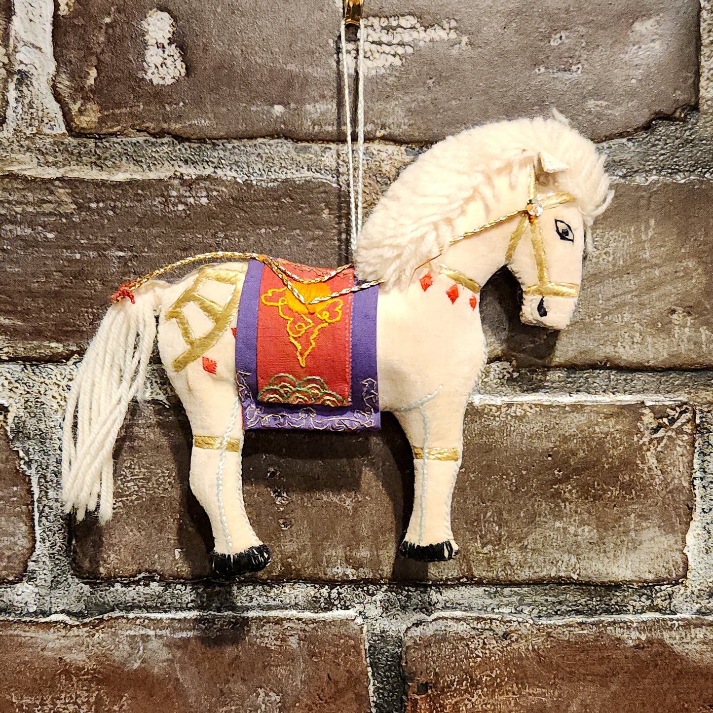 Cream Velvet Fabric Horse