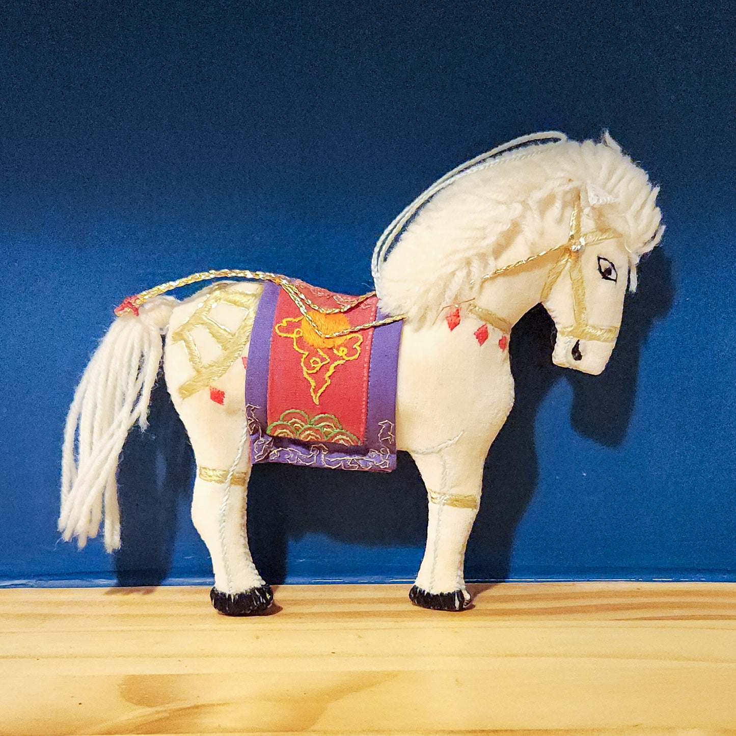 Cream Velvet Fabric Horse