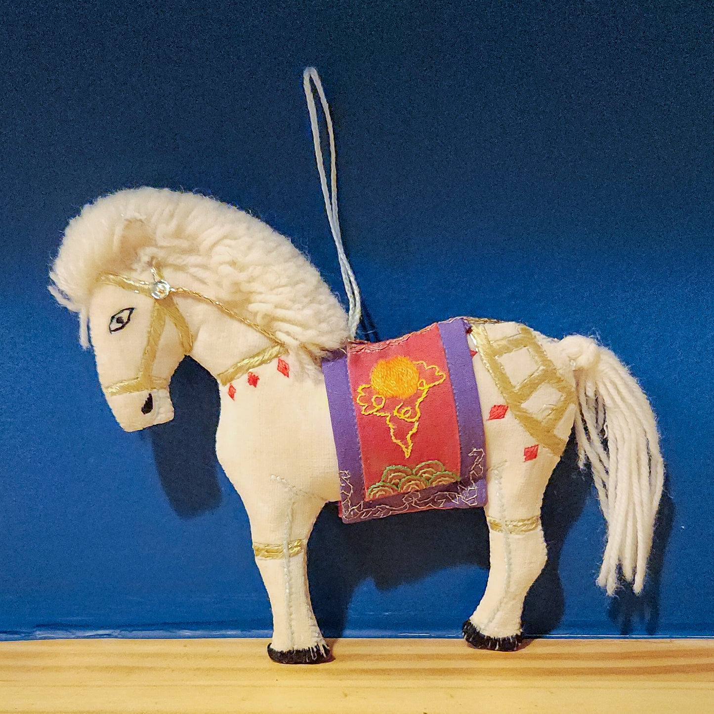 Cream Velvet Fabric Horse