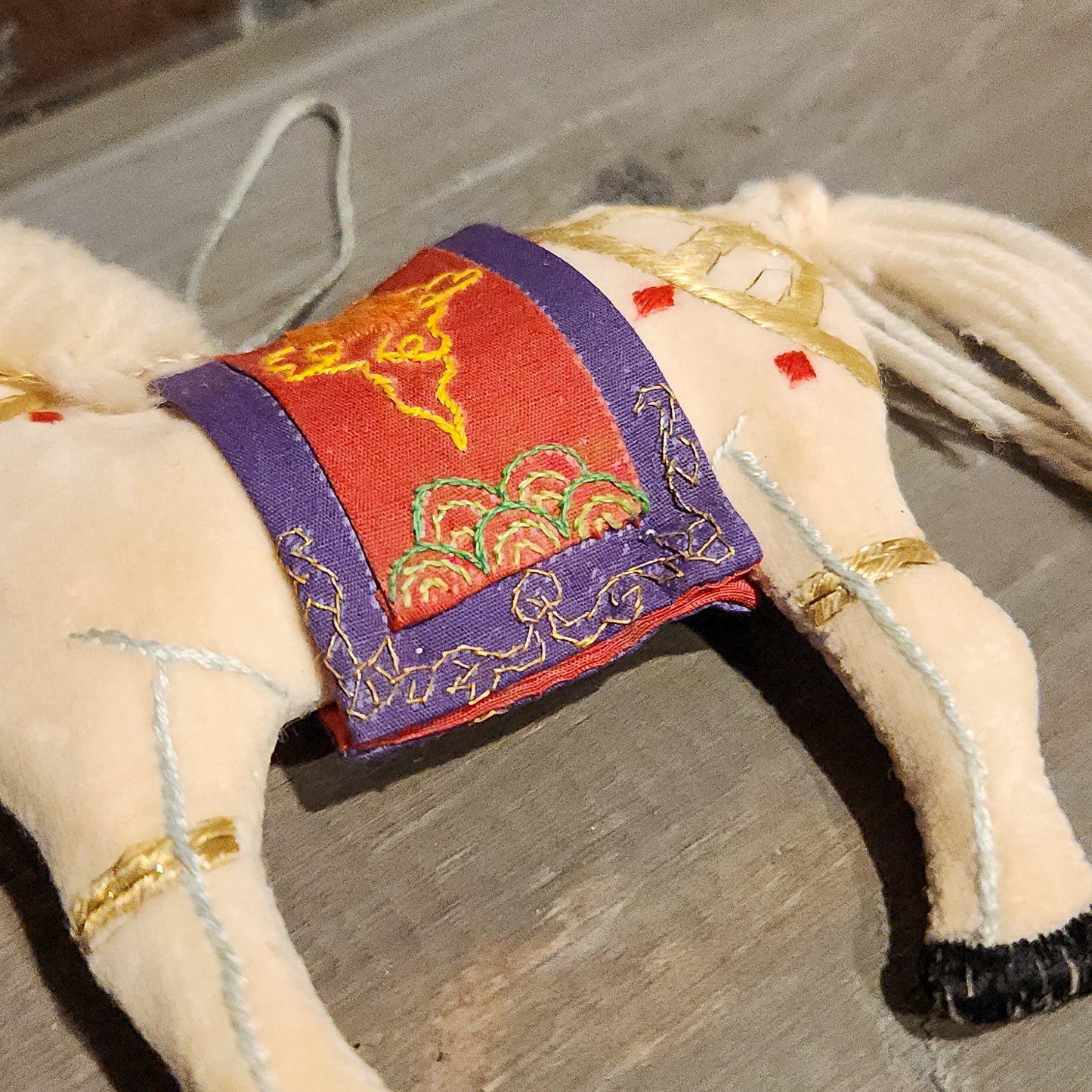 Cream Velvet Fabric Horse