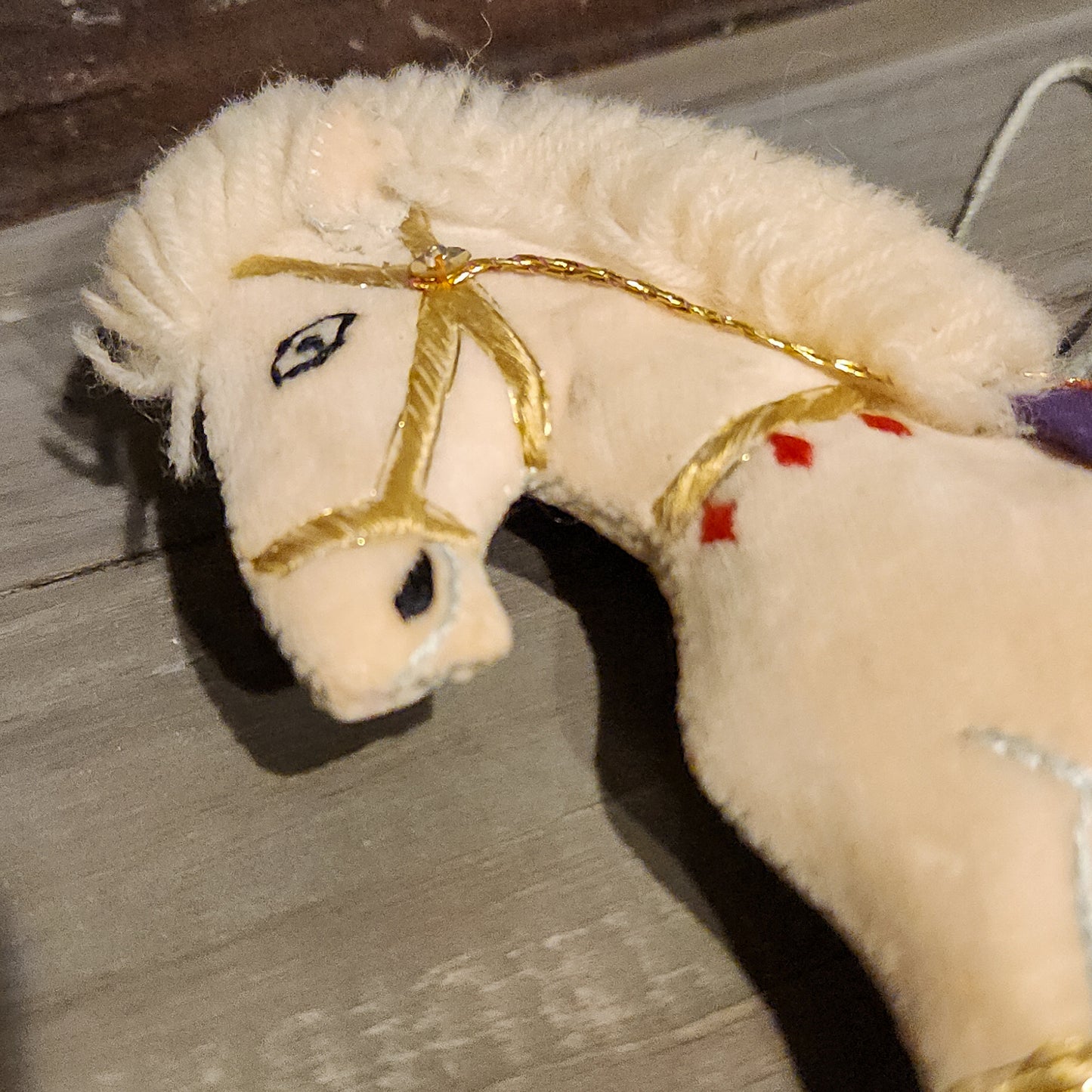 Cream Velvet Fabric Horse