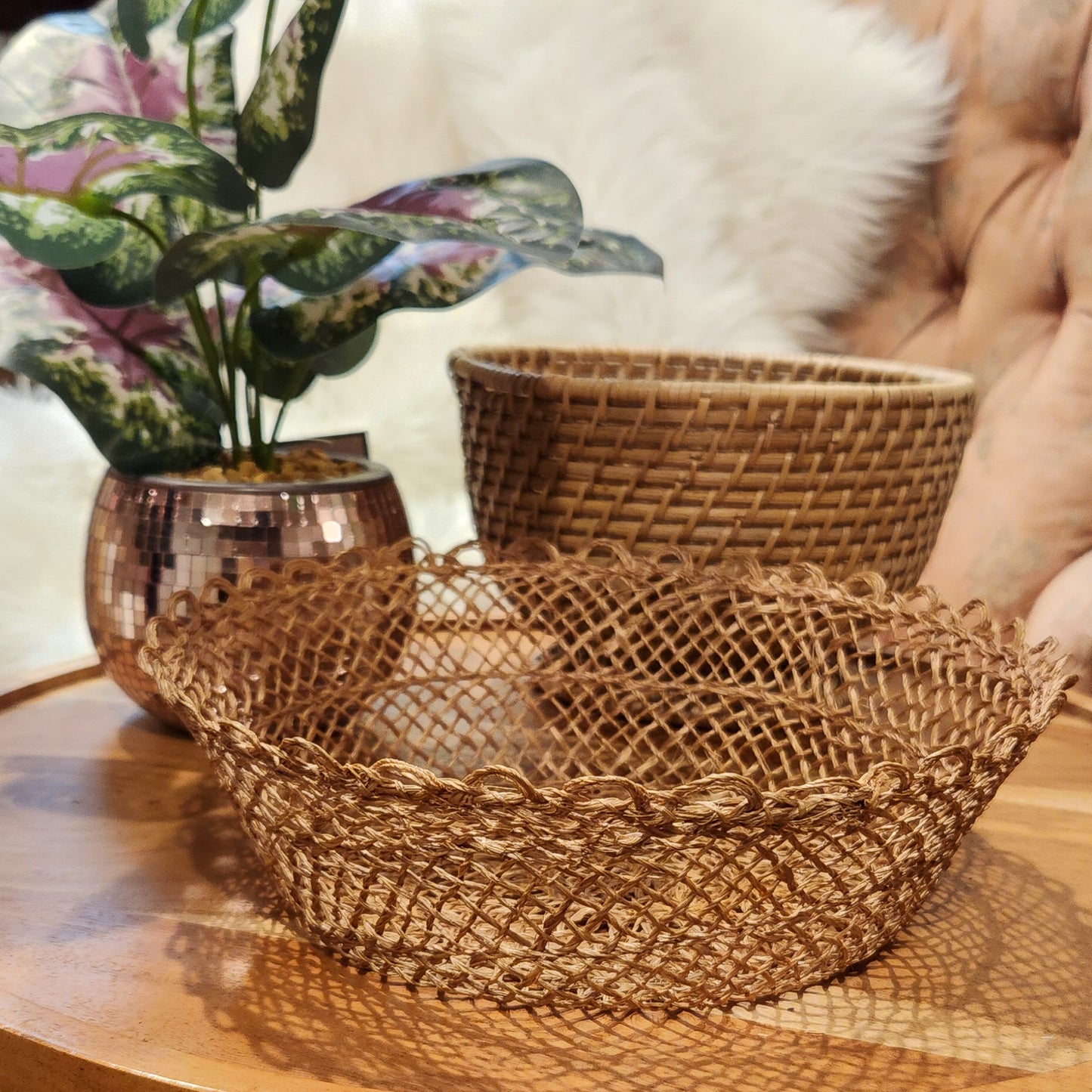 Round Abaca Fiber Basket