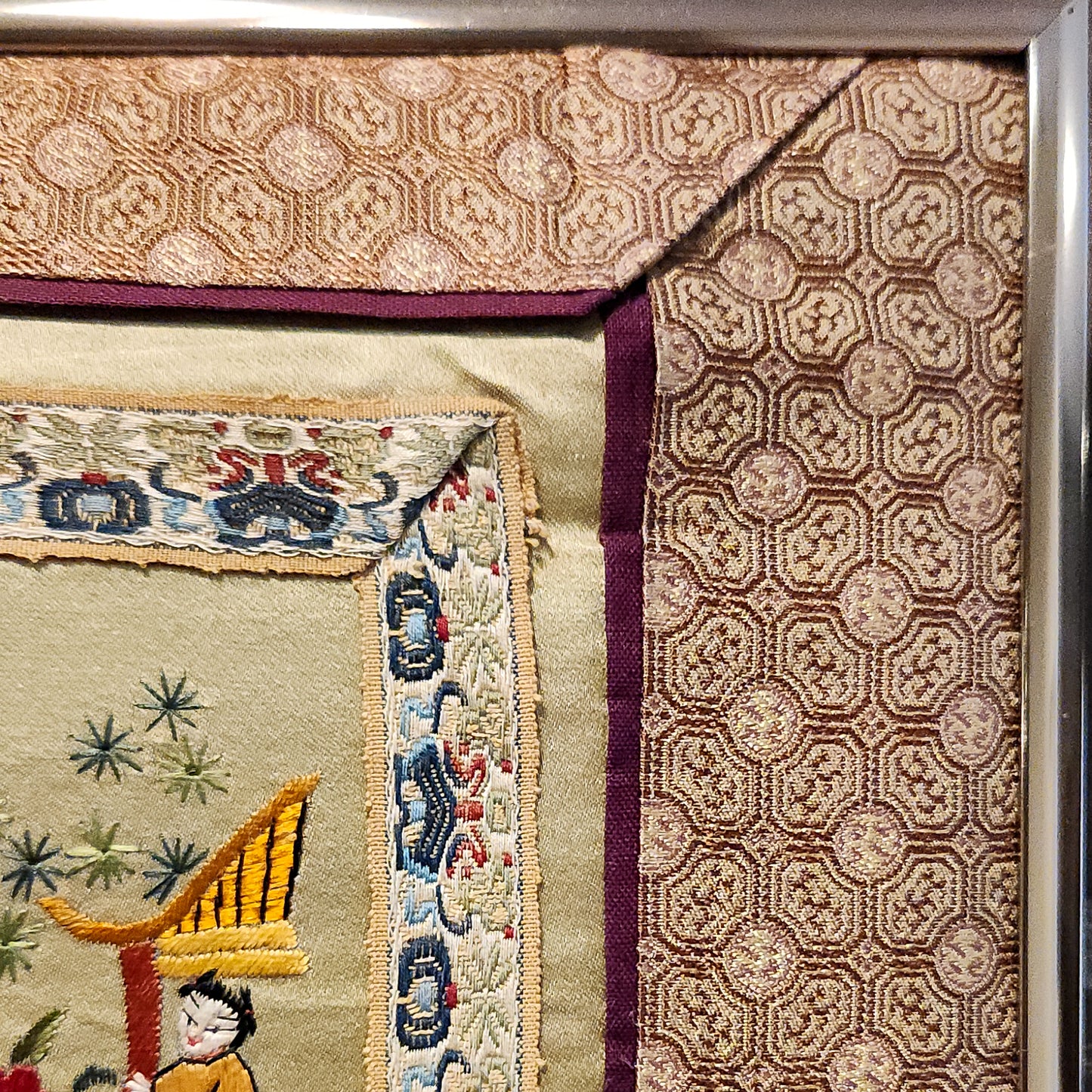 Silk Embroidered Textile with Children