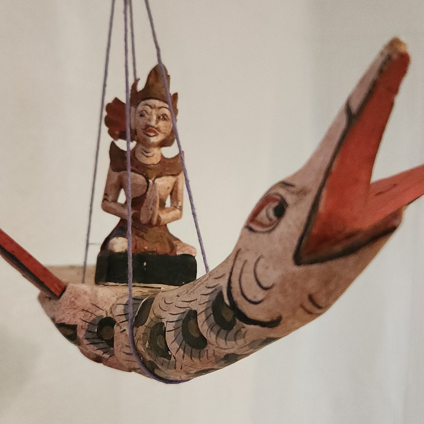 Burmese Hintha Bird w/ Seated Wooden Figure