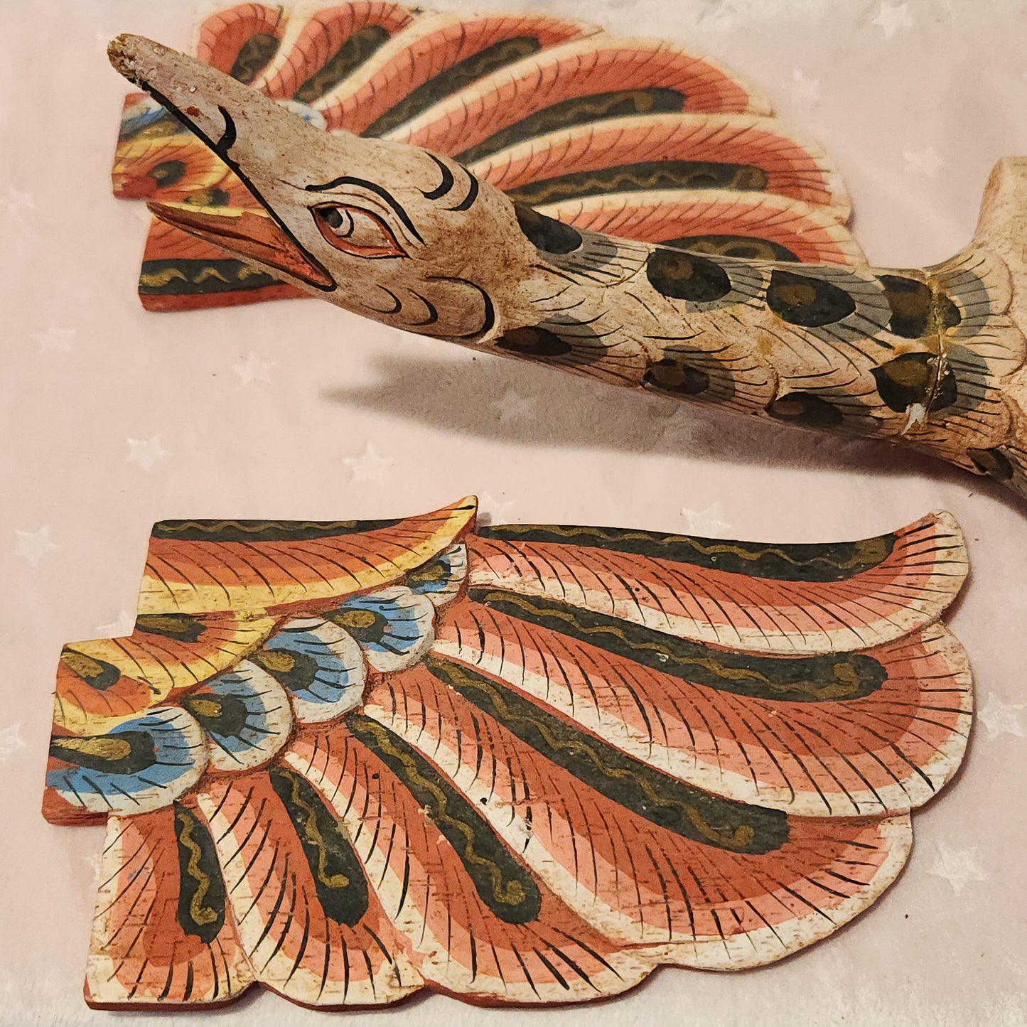 Burmese Hintha Bird w/ Seated Wooden Figure