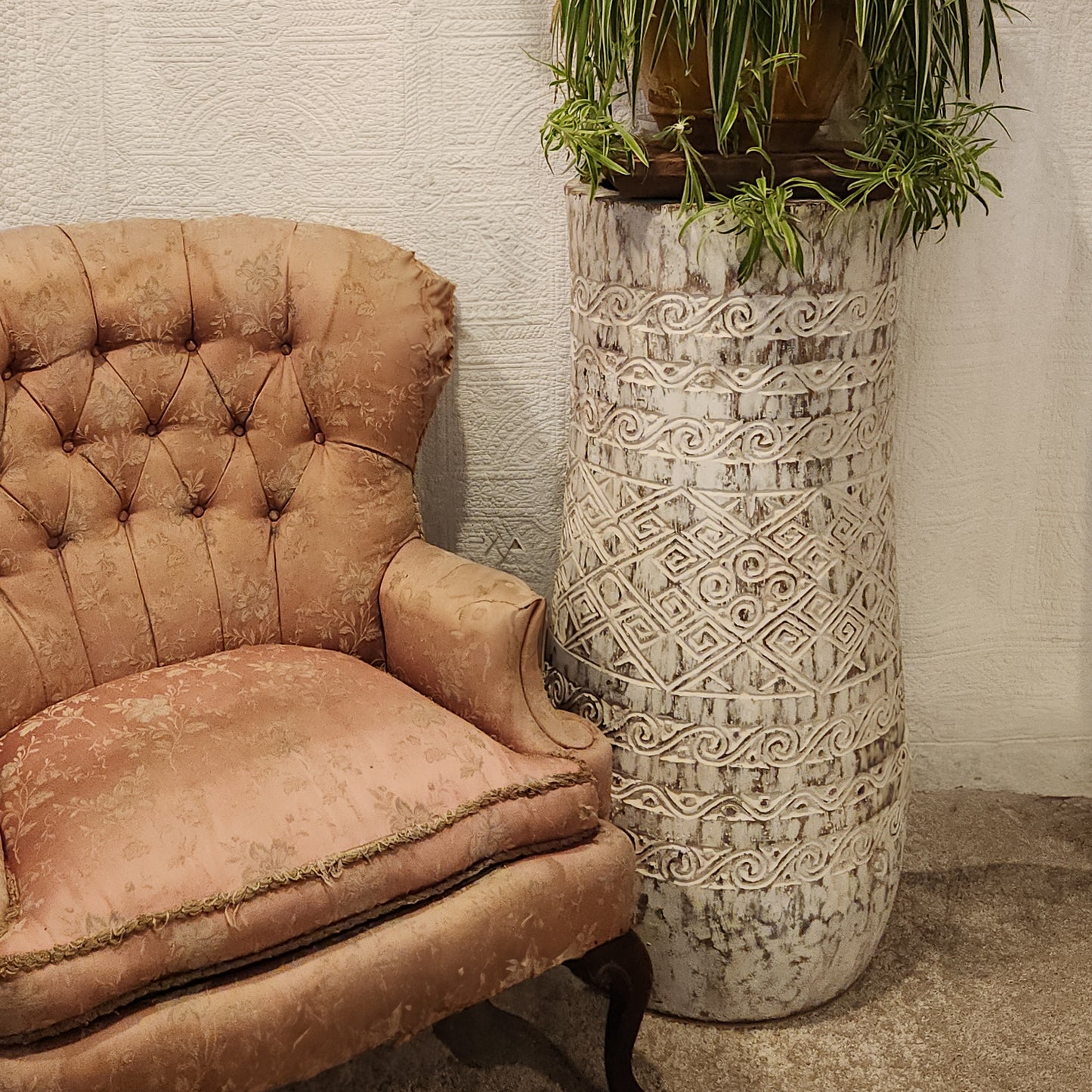 Carved Palm Floor Vase