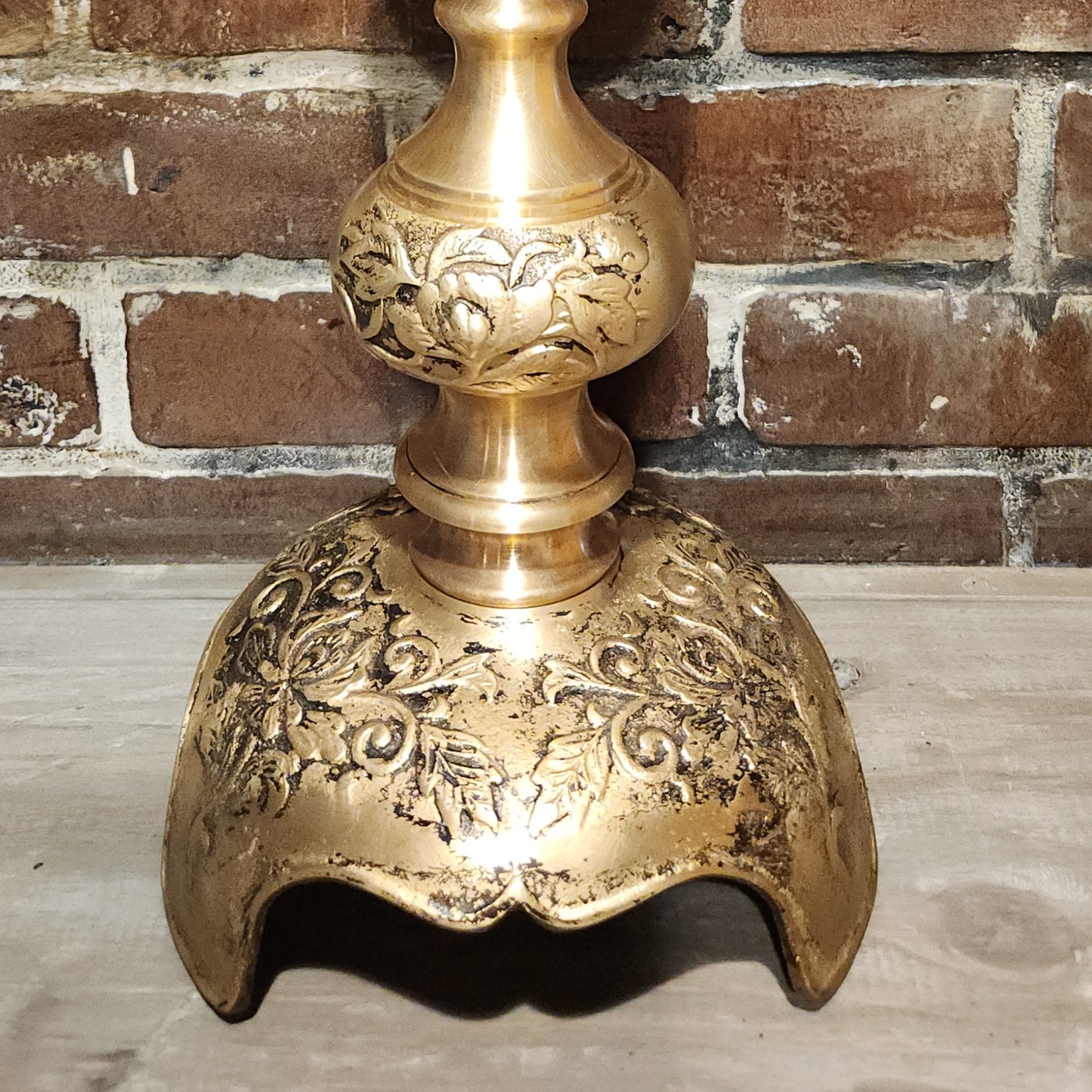 Brass Buddhist Candlestick, 22.5"