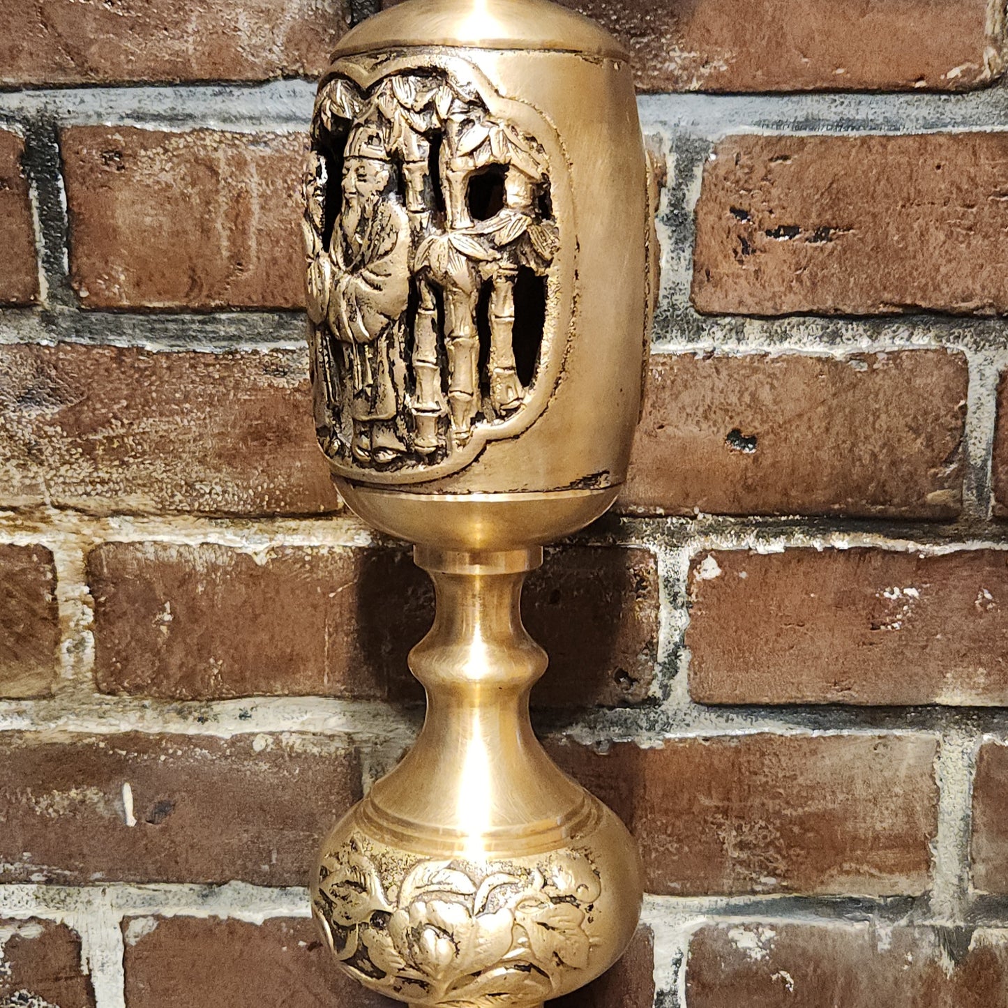 Brass Buddhist Candlestick, 22.5"