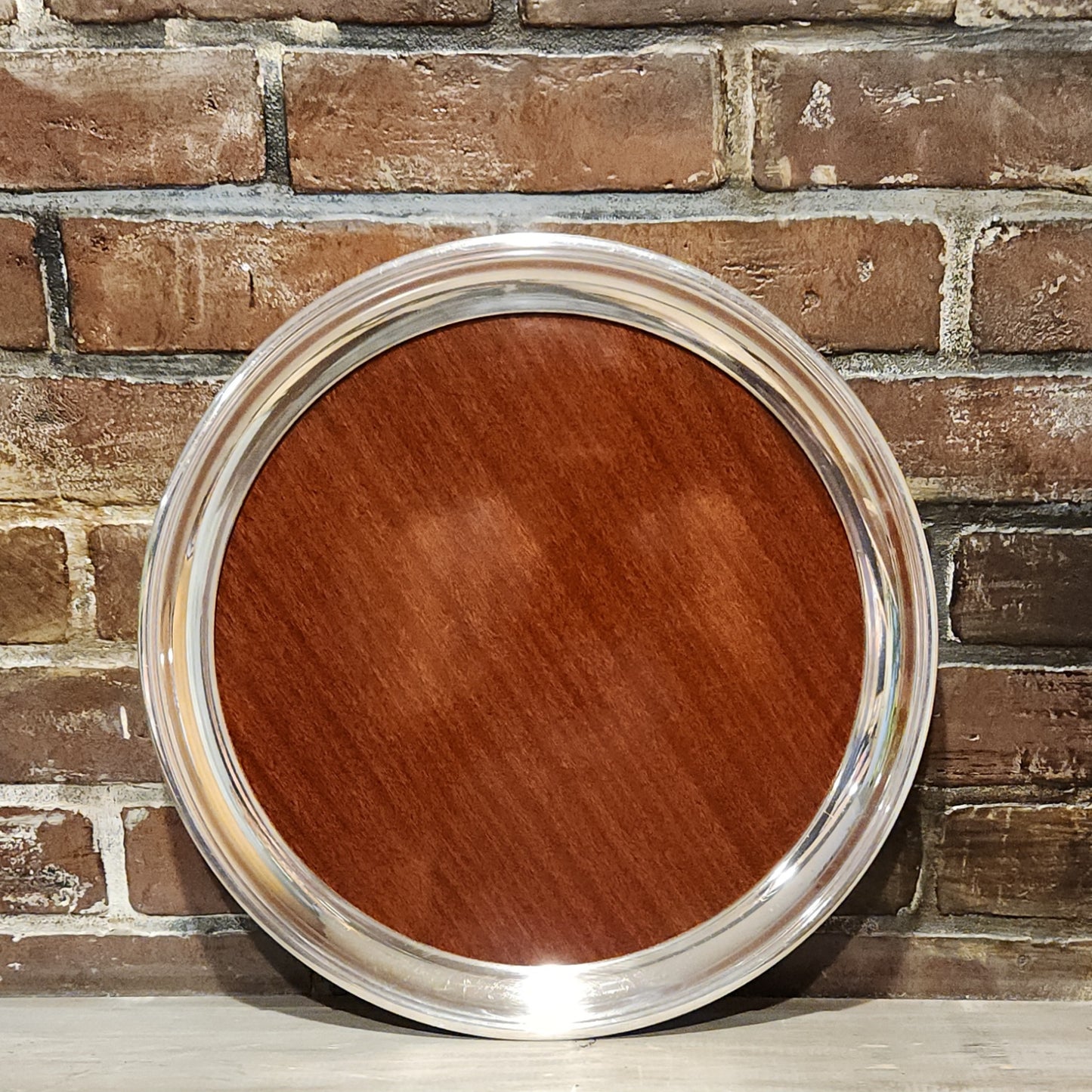 Silver and Wood Grain Tray