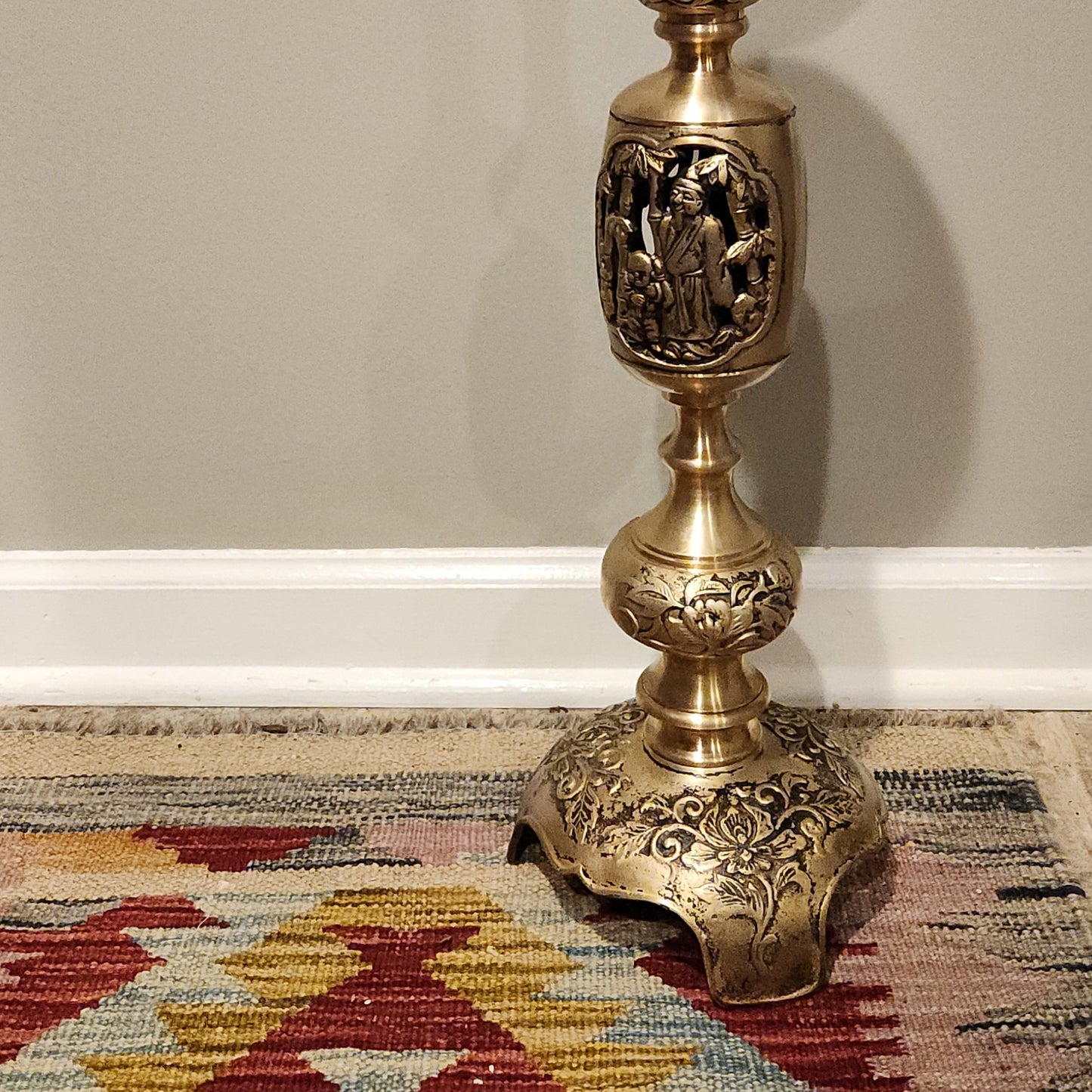 Brass Buddhist Candlestick, 22.5"