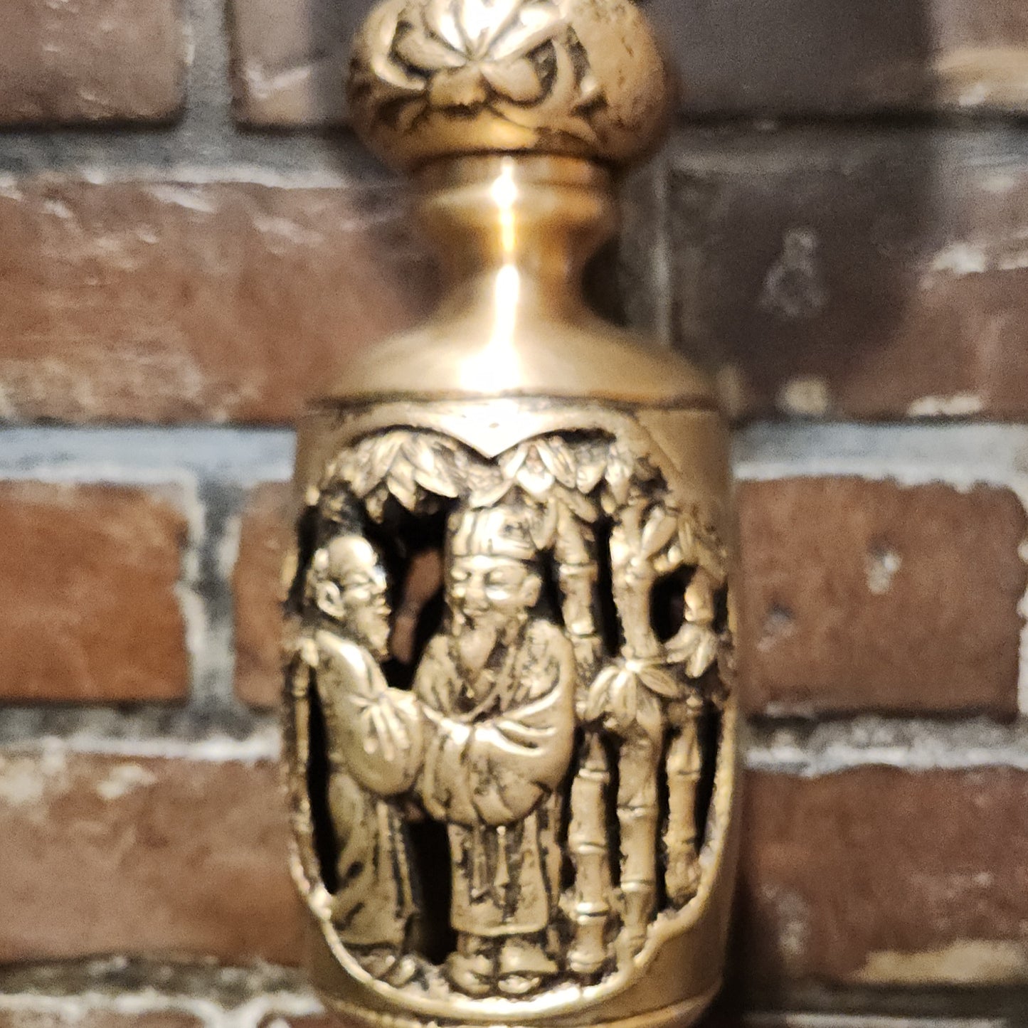 Brass Buddhist Candlestick, 22.5"