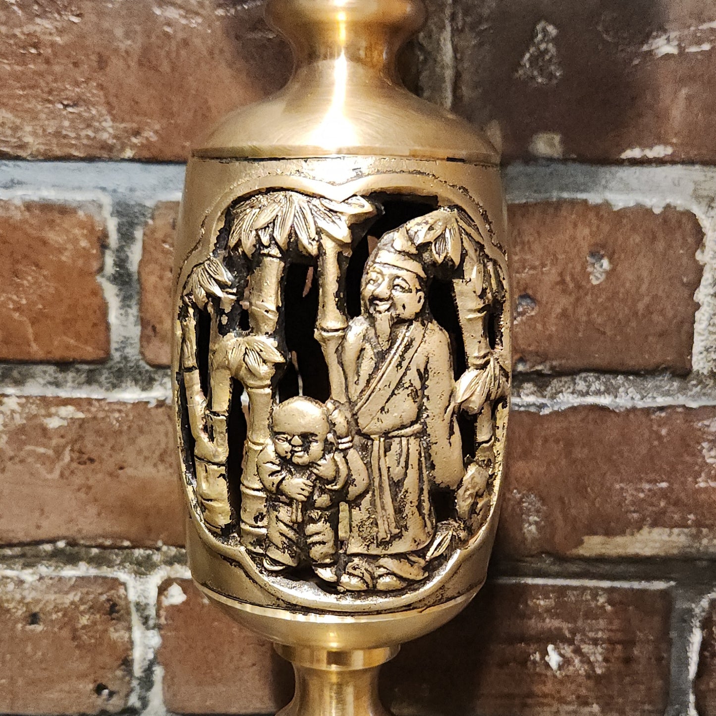 Brass Buddhist Candlestick, 22.5"